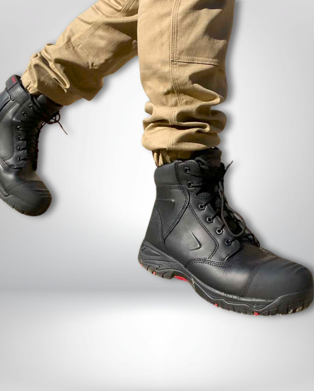 Ergonx Black Lace Up Safety Boots + 6 Socks + 1L Bottle & Cap Bundle