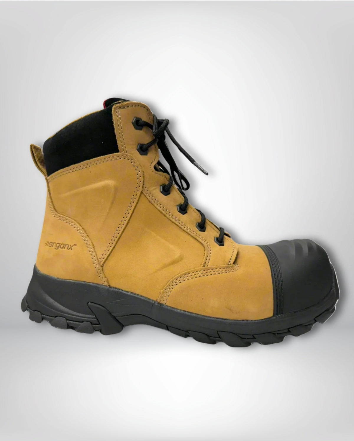 Ergonx Tan Lace Up Safety Boots + 6 Socks + 1L Bottle & Cap Bundle