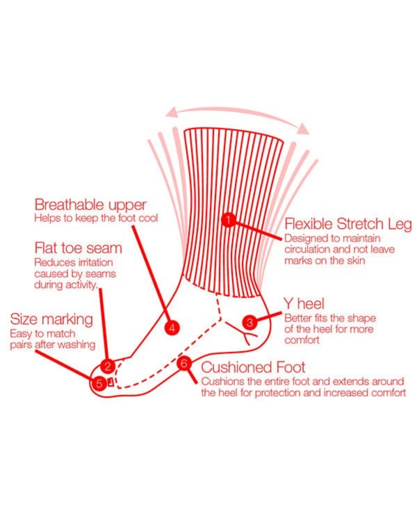 Ergonx Diabetic Socks 1/4 Crew (6 Pack)