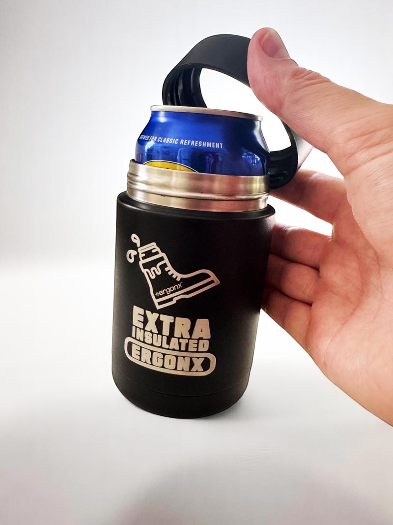 Ergonx Aluminum Stubbie Cooler Black - Extra Insulated