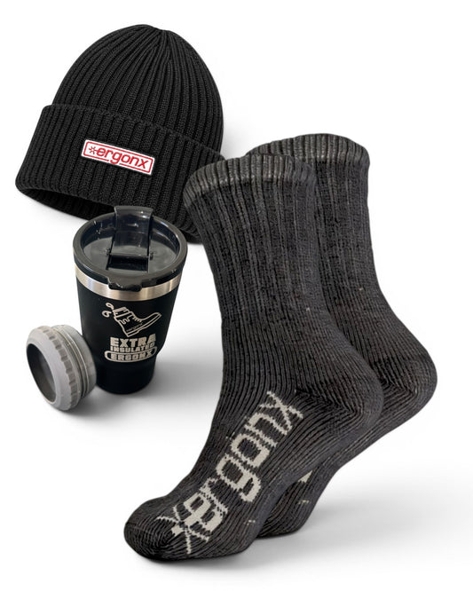 Work Socks, Beanie & 4 in 1 Coffee / Cooler + Cap